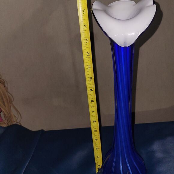 '60s VTG Murano Cobalt Blue Jack In The Pulpit Soliflore Vase Handblown Glass - Picture 9 of 16